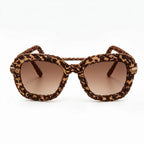 Leopard Woven Aviator Sunglasses